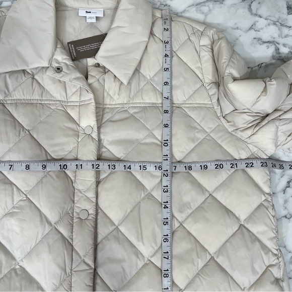 J.Jill Down Filled Quilted Puffer Coat Cream Long Line Button Front Size Large - Picture 6 of 11